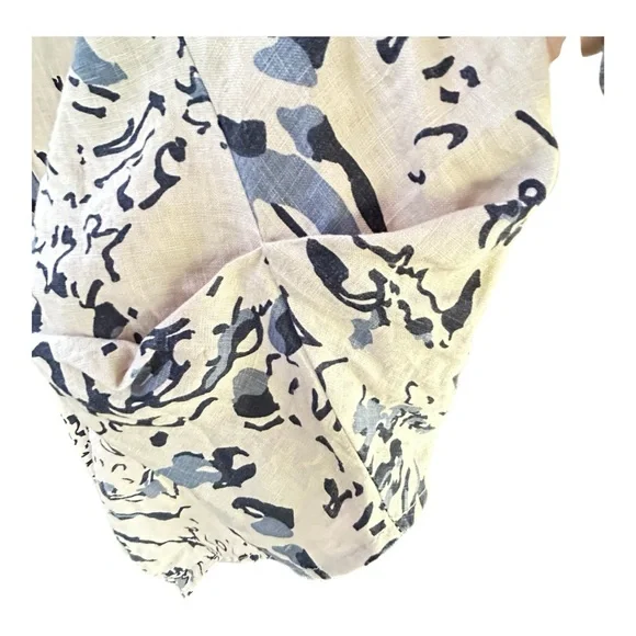 Italian Linen Sleeveless Cowl Neckline Women's Top - Blue and Cream EUC - Picture 6 of 6